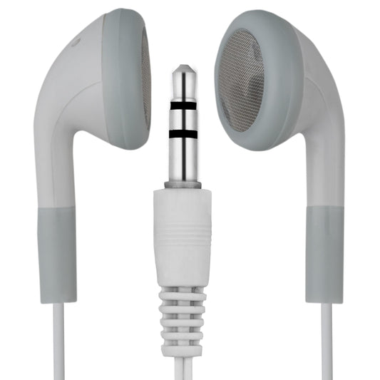 LowCostEarbuds.com Bulk Wholesale Lot of 100 White/Gray 3.5mm in Ear Earbuds/Headphones/Earphones Great for Schools, Libraries, Hospitals, Kids etc.