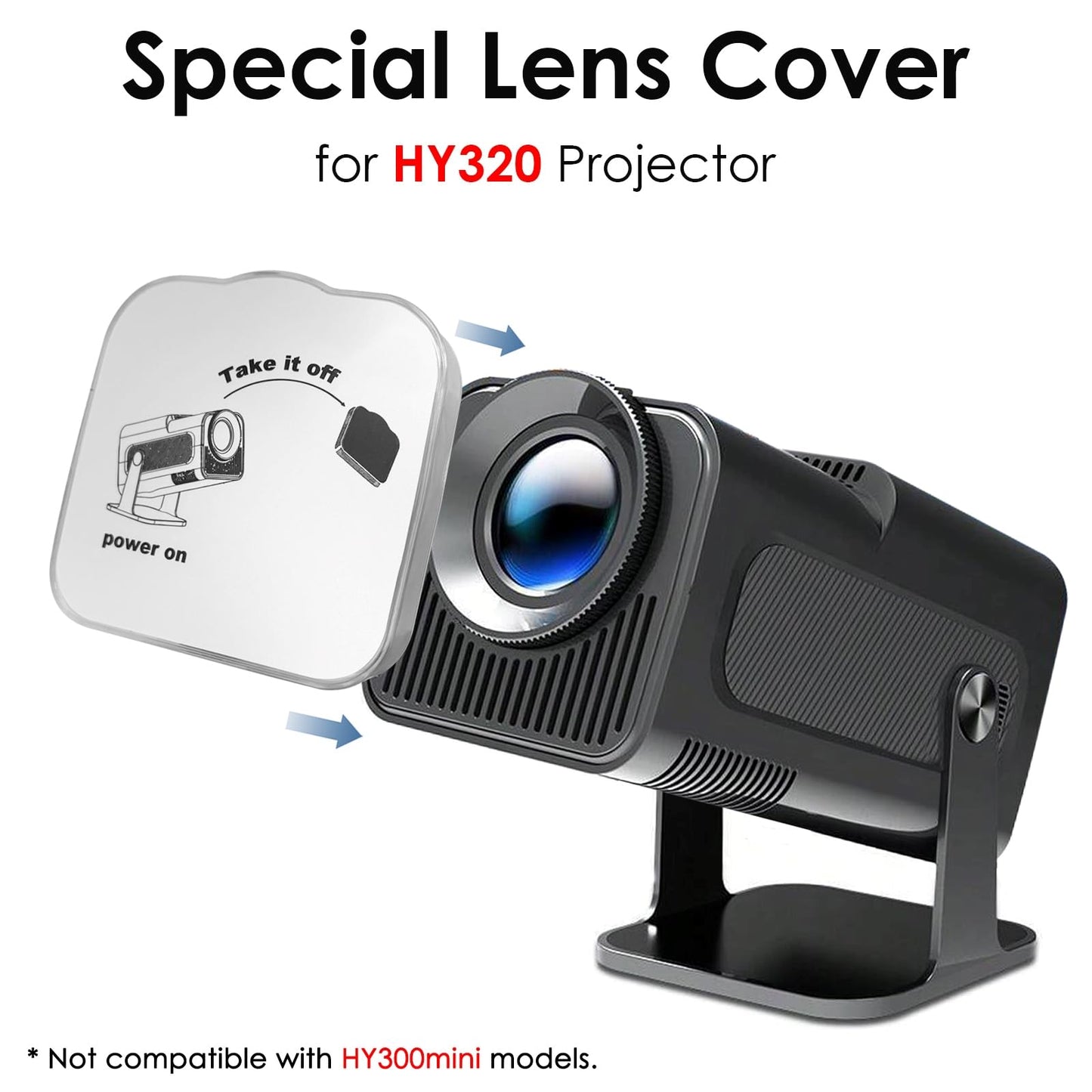 HY320 Projector Lens Protector Cover | Dustproof & Anti-Scratch Protection | Easy Install & Case-Friendly Design | Projector Accessories