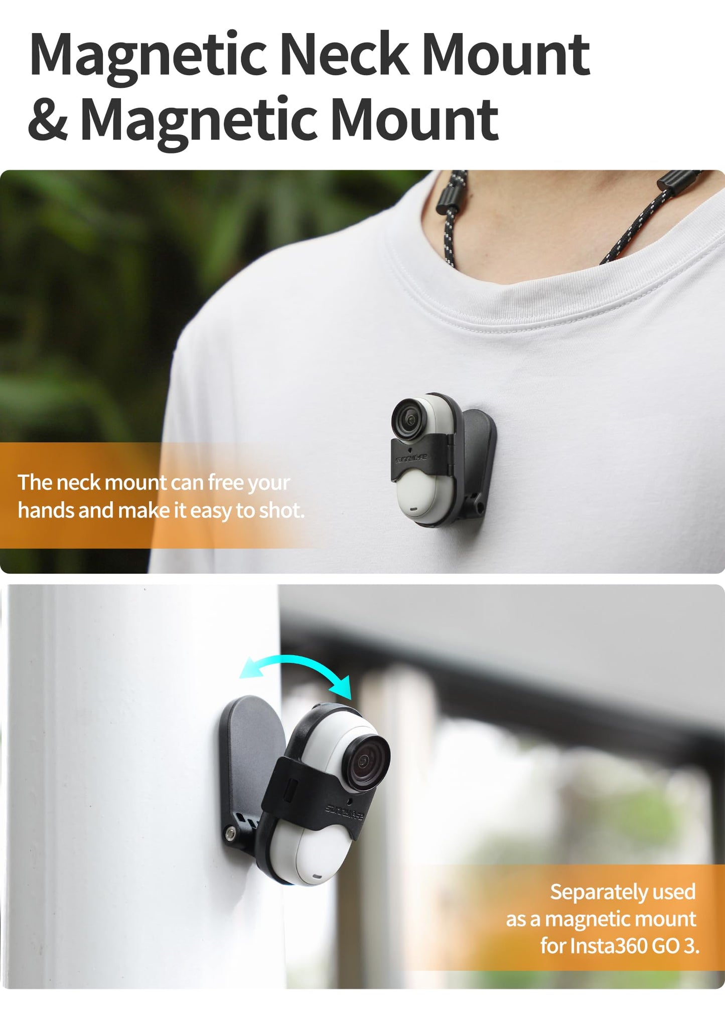 LIBOQIAO Magnetic Neck Mount Holder with Lanyard Strap Accessory for Insta360 Go 3 (Does not fit The go3s)