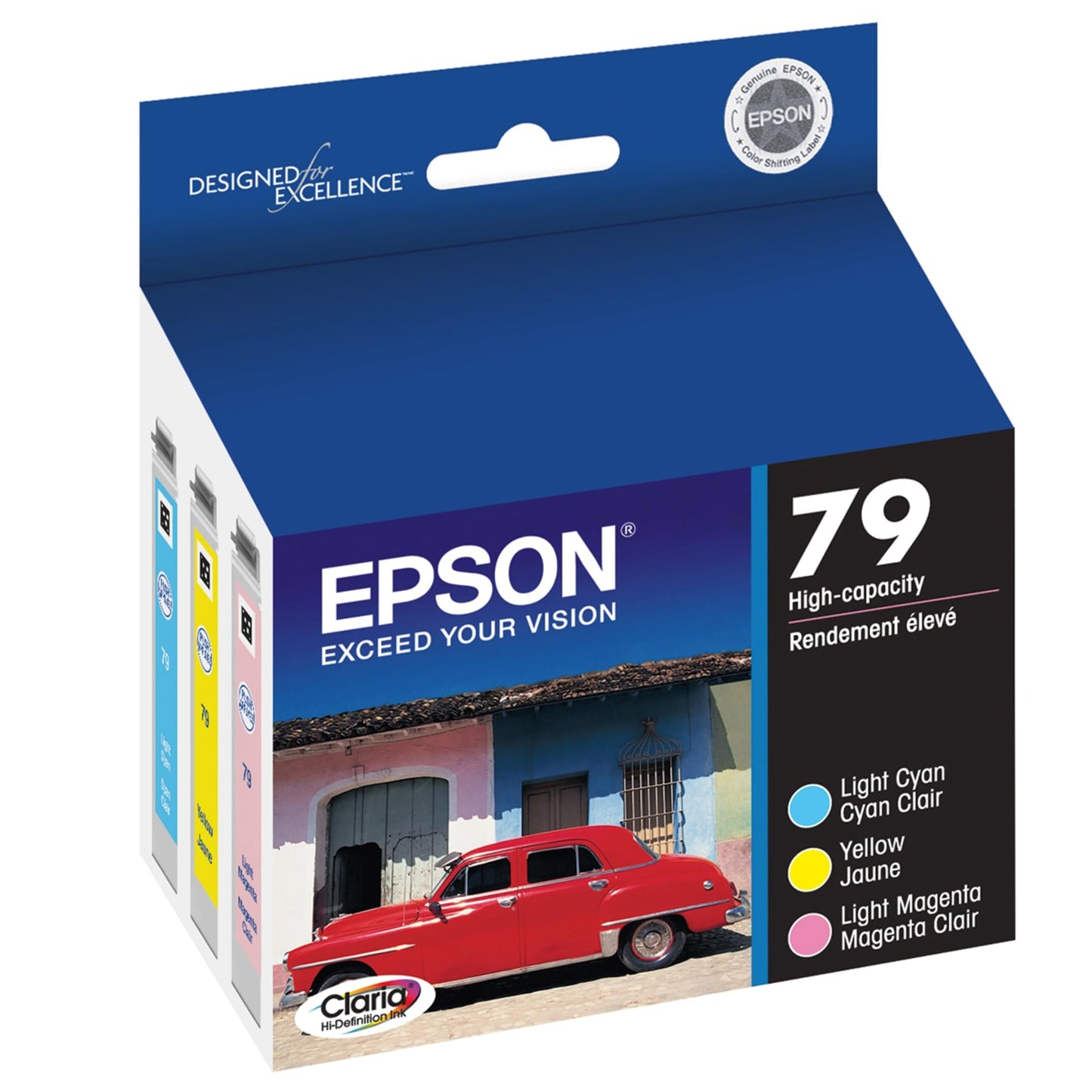 Epson T079921 Claria High-Capacity Color Ink Cartridges Pack of 3 (Yellow, Light Cyan, Light Magenta) Ink