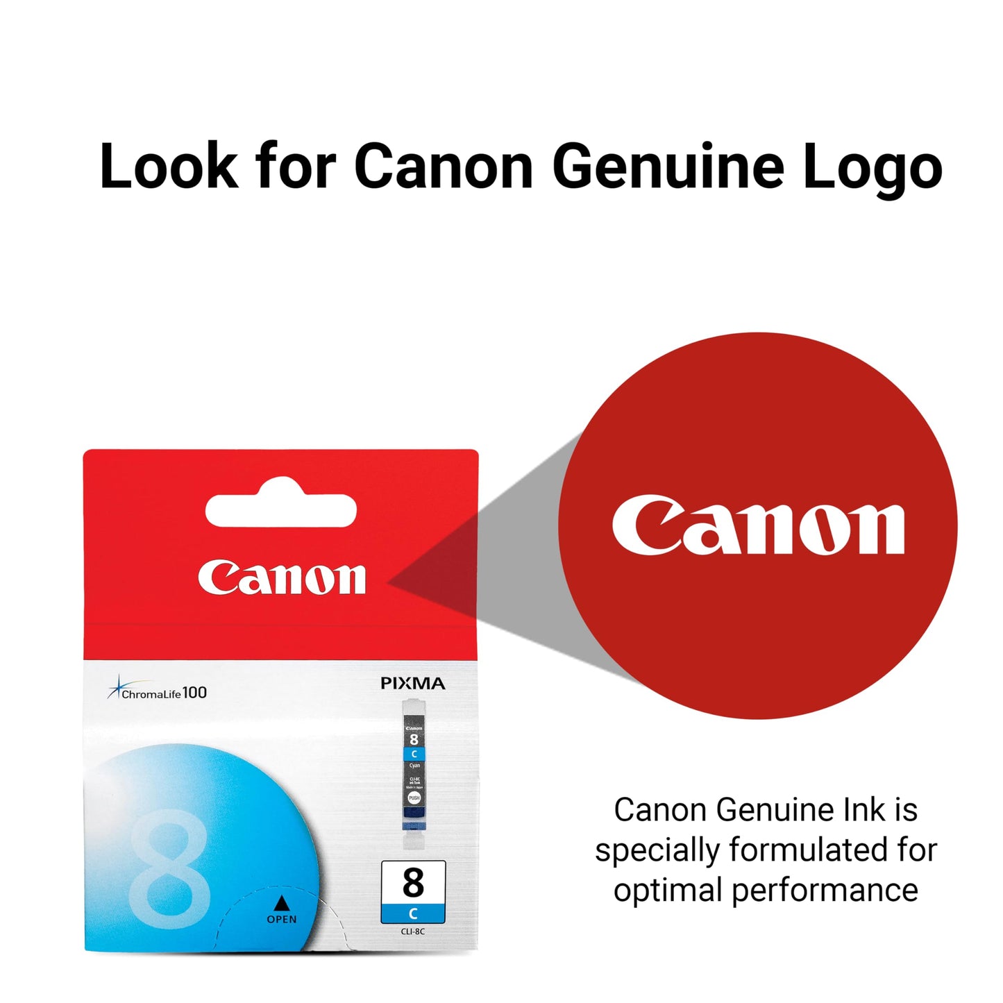 Canon CLI-8 Genuine Cyan Ink Tank, Compatible with iP4300, iP3500, iP3300, MP970, MP960, MP950, MP800R, MP830, MR810, MP800, MP500, MX850, MX700