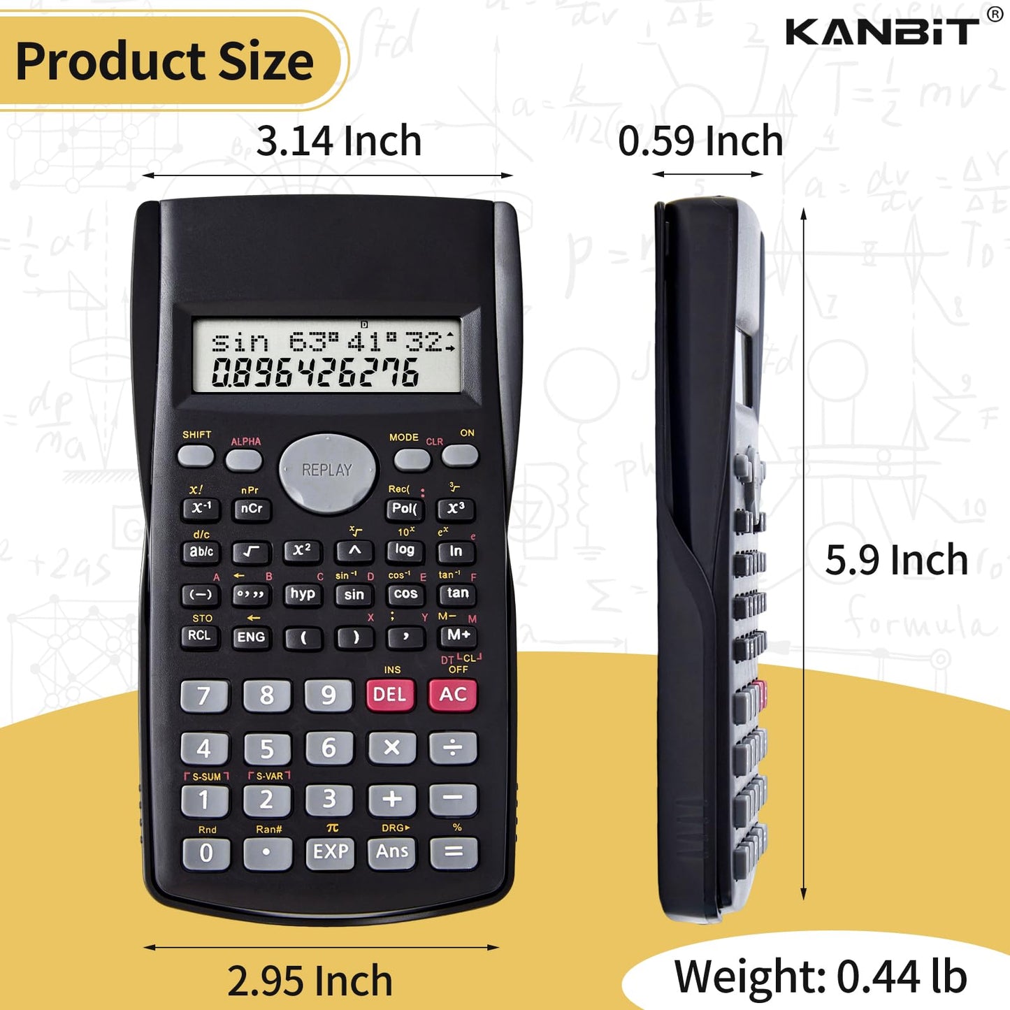 Scientific Calculator 2 Pack,2-Line Clear Display 240 Functions Basic Calculator AAA Battery Operated for Math Algebra Fraction Non Graphing Auto