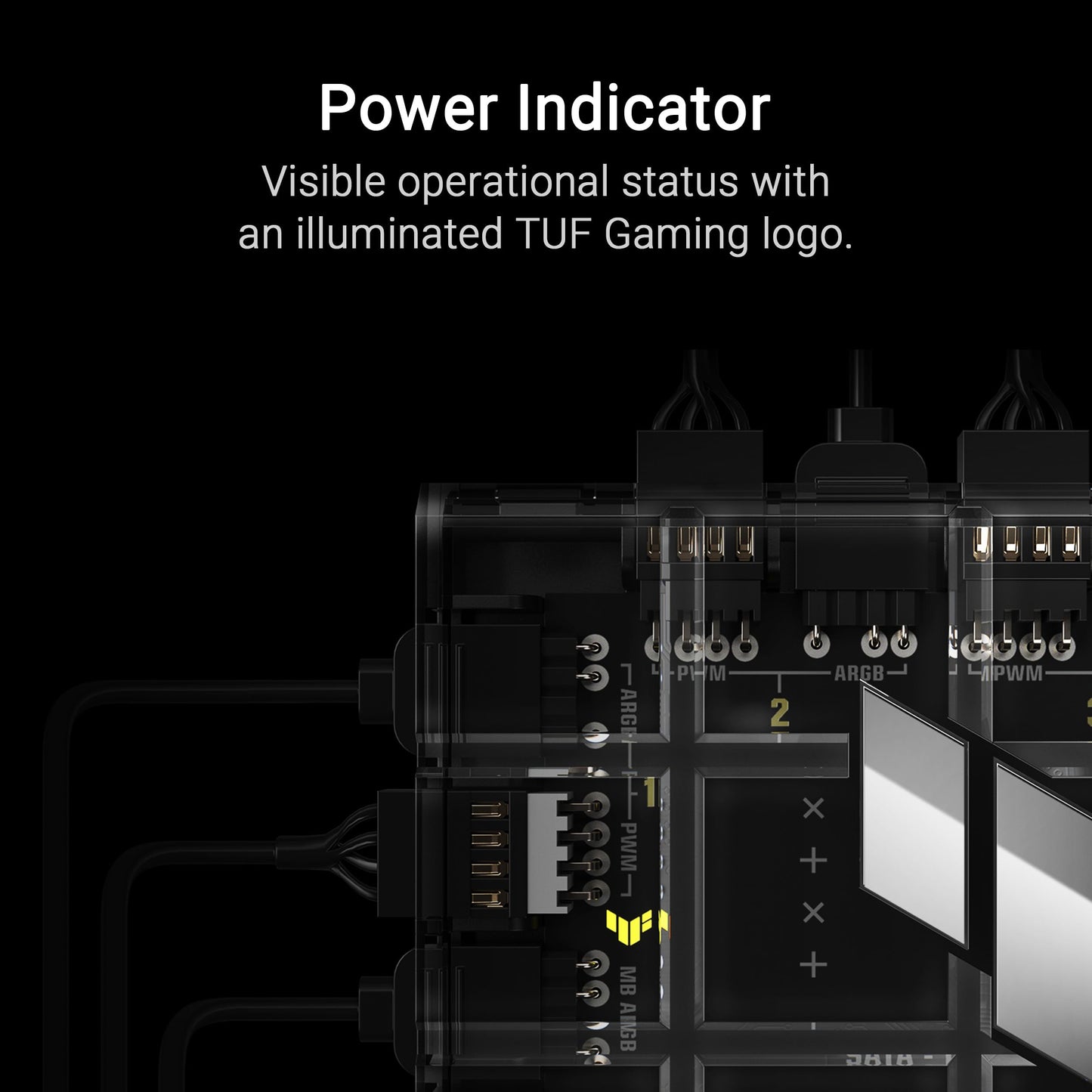 ASUS TUF Gaming ARGB PWM Fan Hub (Connects six case Fans, PWM Fan and RGB Connector, Clear Power and Operation Indicators, Stable Dual SATA Power
