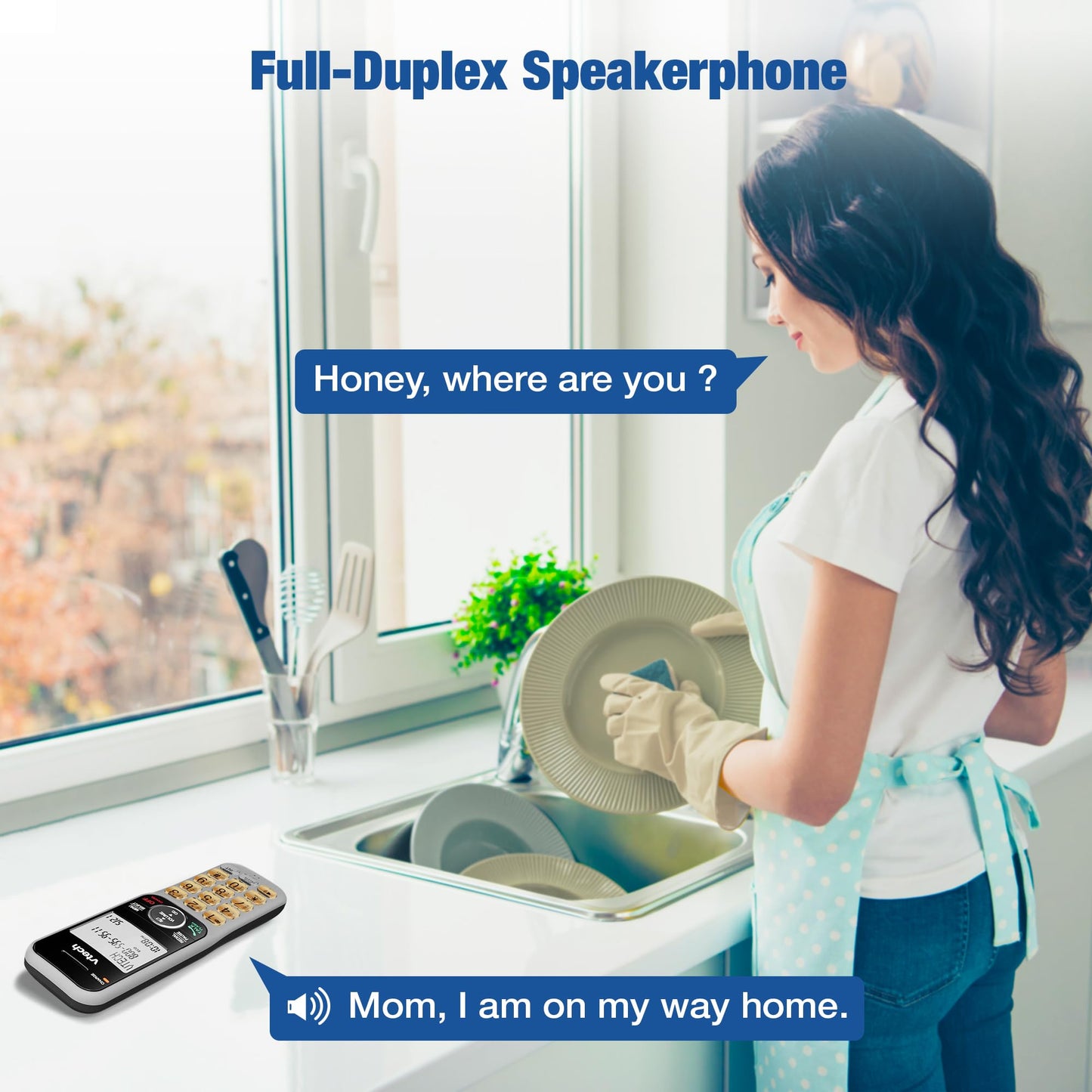 VTech 2-Handsets Cordless Phone System for Home with Call Block, Large Display & Buttons, Backlit Screen, Full-Duplex Speakerphone, Caller ID/Call