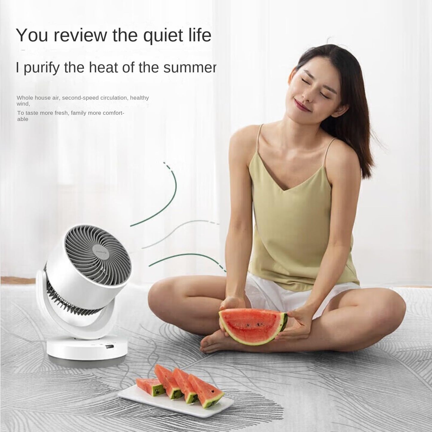 YMIRUN Air Circulator Fan for Home - 3D Oscillating Desk Fan with Remote, Ultra Quiet, 8m Long Range, Energy Efficient Cooling Fan for Bedroom