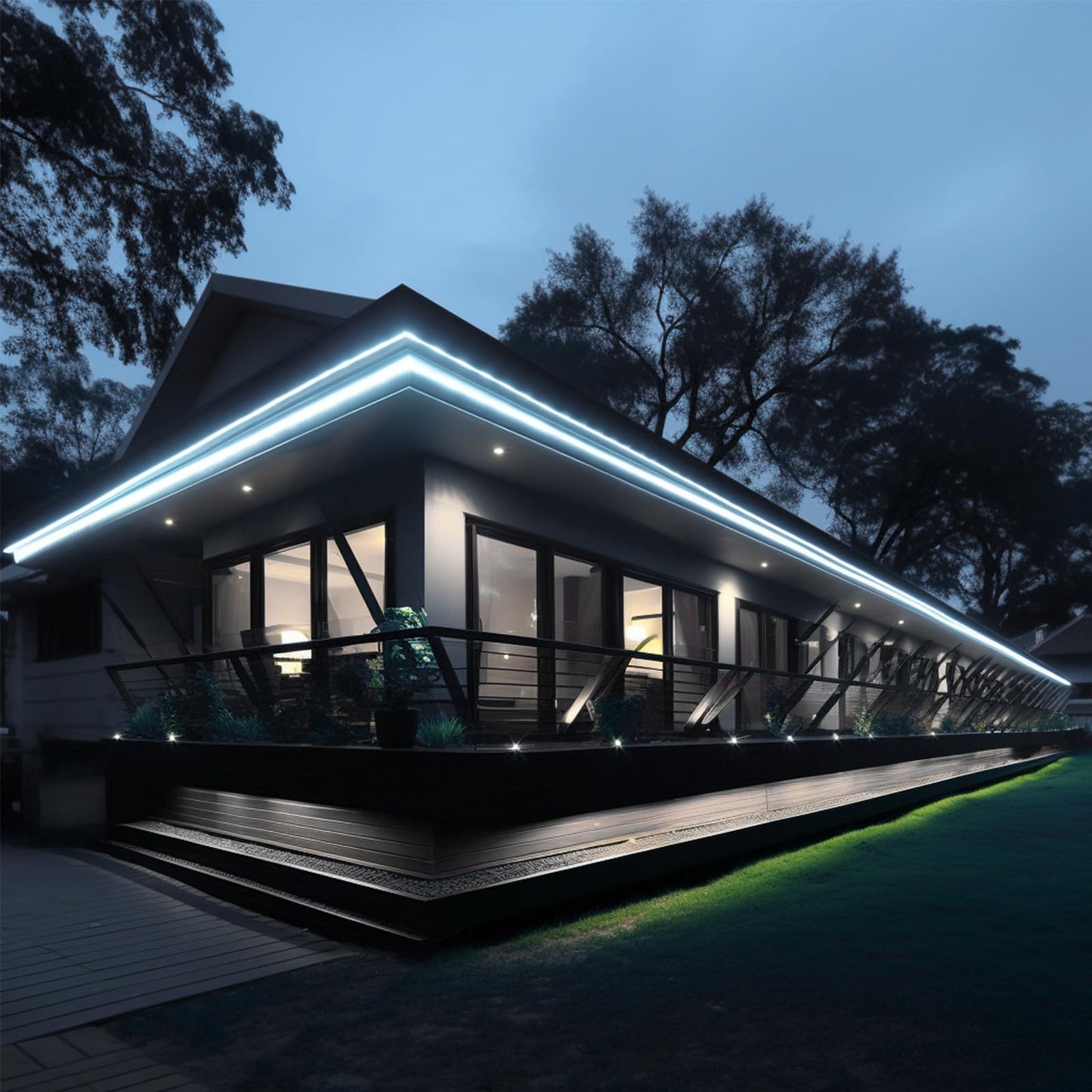 BENLUN 48V COB LED Strip Light Outdoor 65.6ft Kit, 6000K Cool White Outside Waterproof LED Tape Lights Cuttable 8W/M CRI 92 with Power Supply