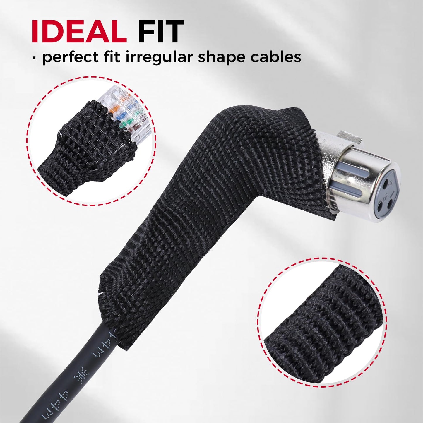Sonoreboom 3/8" - 18 feet Cable Management Sleeving, 2:1 Fabric Heat Shrink Braided Sleeve Protector Cover Cable/Wire/Irregular Shape Hose