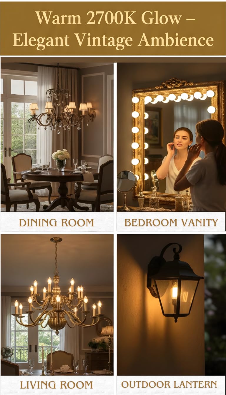 SLEEKLIGHTING 6-Watt E12 LED Filament UL and Energy Star Listed Candelabra Light Bulb - Dimmable (60W Incandescent Replacement) - Warm White 2700K
