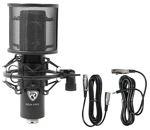 Rockville RCM PRO Professional Studio Condenser Microphone, Samsung Capacitors, Cardioid Pattern, Shock Mount Included, Large Diaphragm, for Vocals