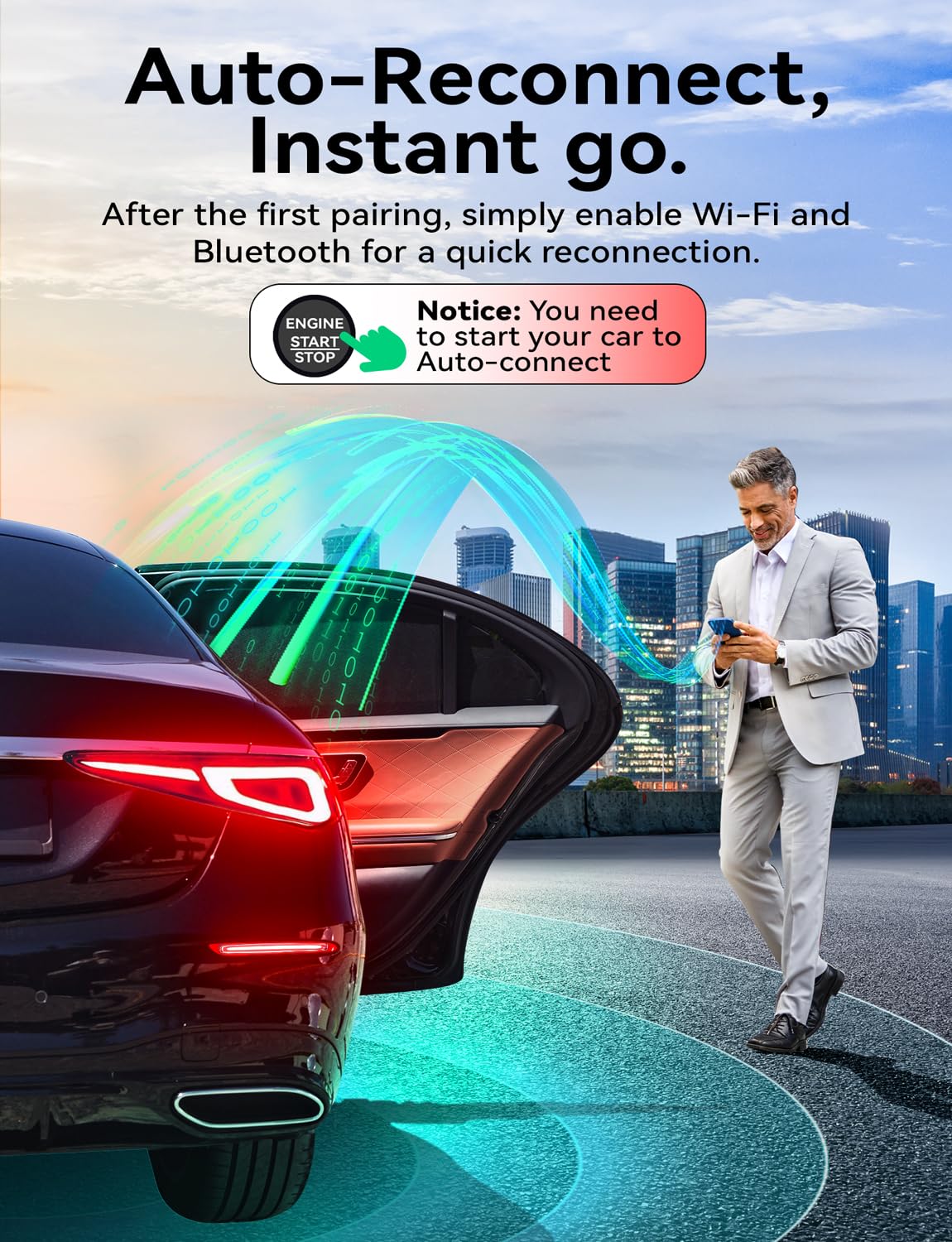 Mavlou Wireless Carplay & Android Auto Adapter, Metal Design Mini & Stable 2-in-1 Dongle, Convert Vehicle's Wired CarPlay/AA to Wireless, for iOS