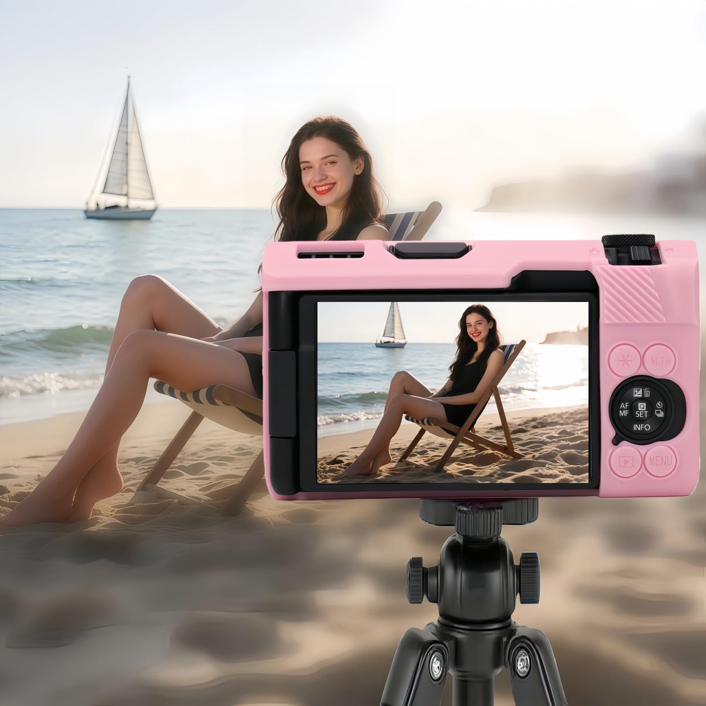 SZHSYJY V1 Case,Camera Case for Canon PowerShot V1 Digital Camera - Soft Silicone Protective Case with Removable Lens Cover, Includes 2 Screen