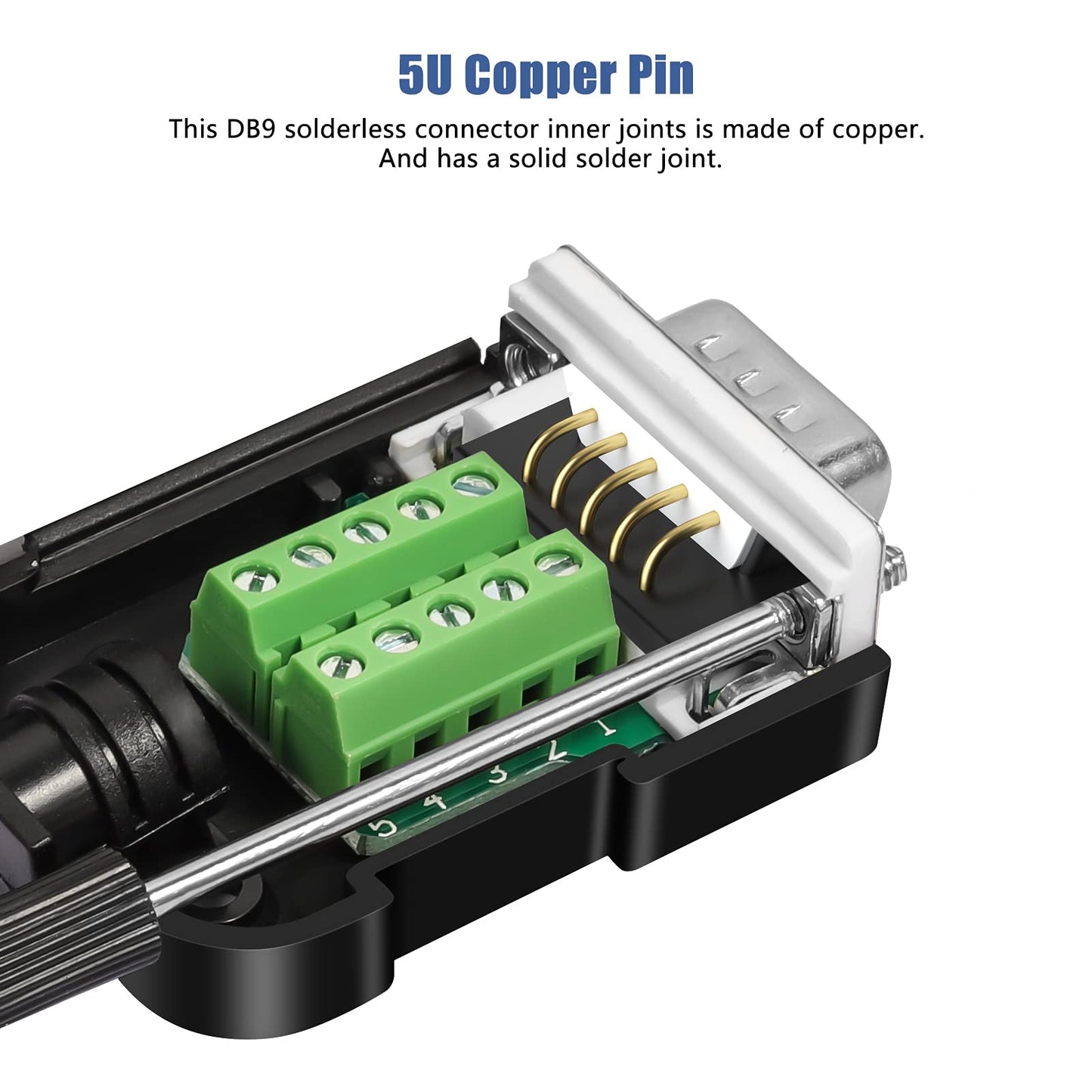 Dbilida DB9 Solderless Connector (2Male+2Female), DB9 Breakout Connector RS232 D-SUB Serial to 9pin Port Terminal with Case