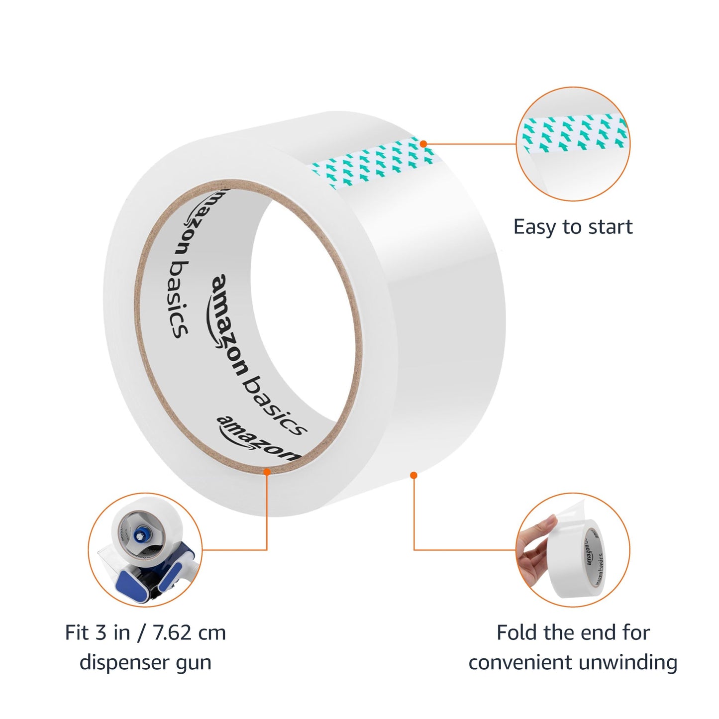 Amazon Basics Packaging Tape for Shipping, Moving, Storing and Sealing, Clear, 1.88 in x 54.6 yds, 36-Pack