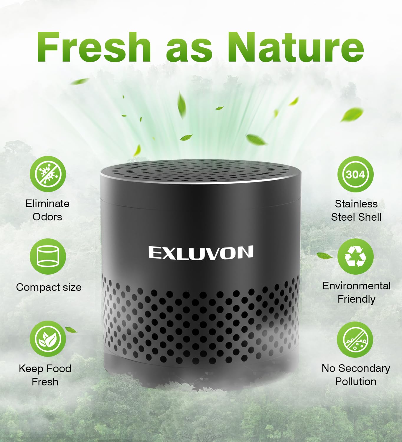 Exluvon Refrigerator Deodorizer, Black, Compact Reusable, Long Lasting