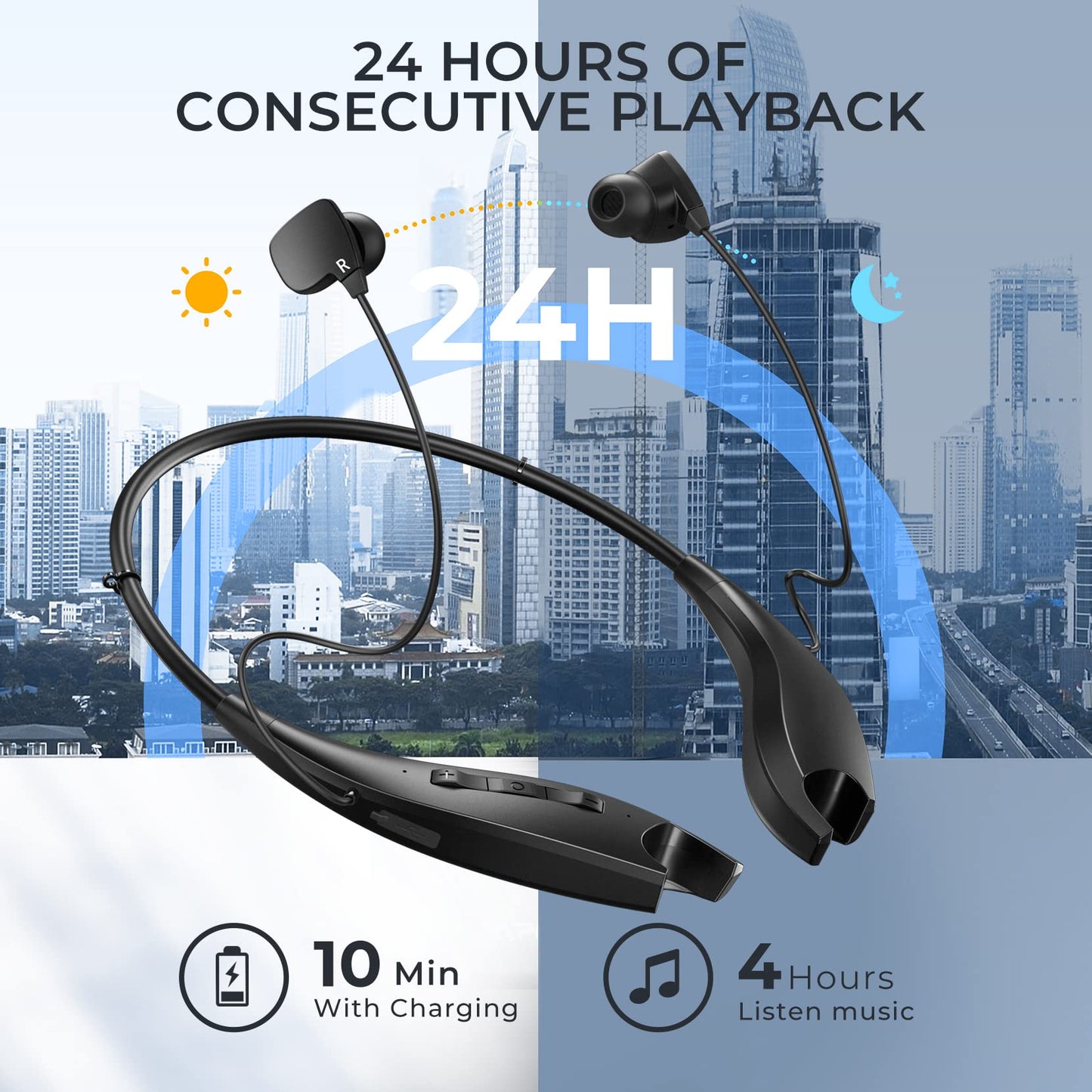 YOSDOM Neckband Bluetooth Headphones, 24H Playtime, Noise Isolation, 2 Pack
