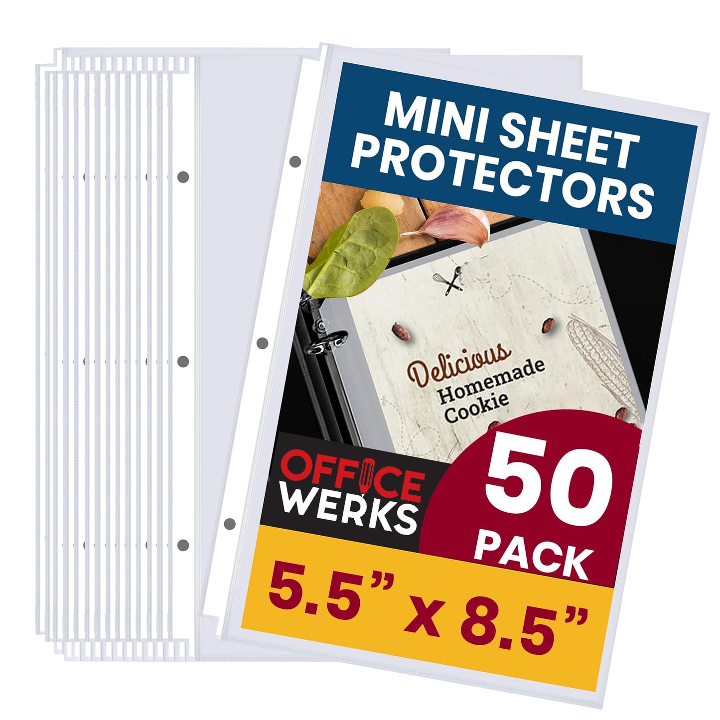 Officewerks Heavyweight Clear Mini Sheet Protectors Holds 5.5 x 8.5 Inch Sheets, Fits a 3-Ring Binder, Crystal Clear and Acid-Free with Reinforced
