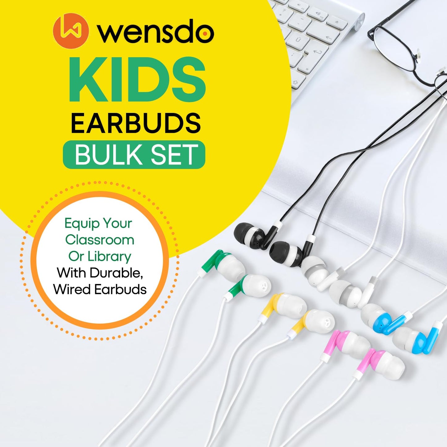 Wensdo 60 Pack Earbud Bulk Kids Headphone for Classroom School, Wholesale Class Room Students Wired Earphones with 3.5 mm Jack for Computers