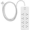 Philips EZFit 8-Outlet Surge Protector Power Strip, 8 Ft Braided Extension Cord, Widely Spaced Outlets, Flat Plug, for Home Office Dorm Essentials