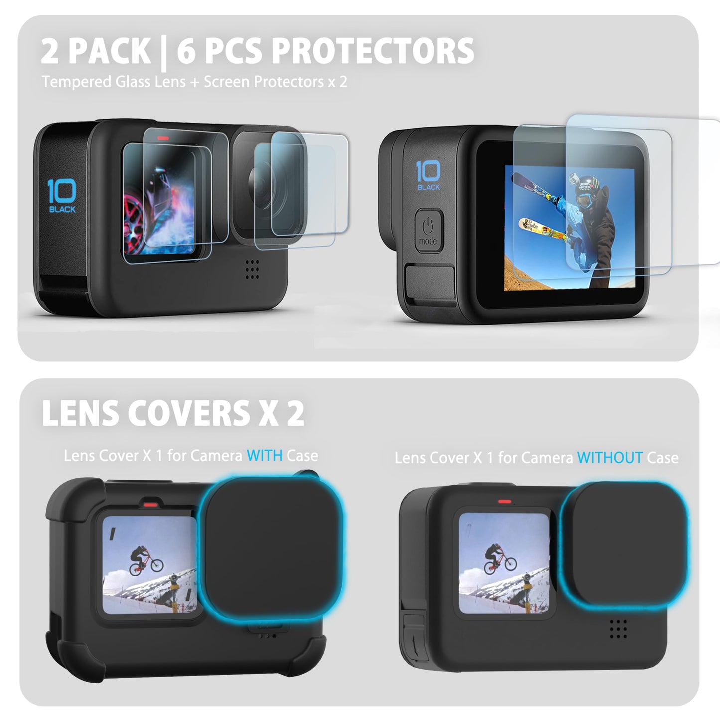 FitStill Silicone Sleeve Protective Case for Go Pro Hero 12/Hero 11/Hero 10 /Hero 9 Black, Battery Side Cover & Lens Caps & Screen Protectors