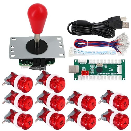 SJ@JX Arcade Game Controller DIY Kit Buttons with Logo Coin X Y Start Select 8 Way Joystick USB Encoder for PC MAME Raspberry Pi