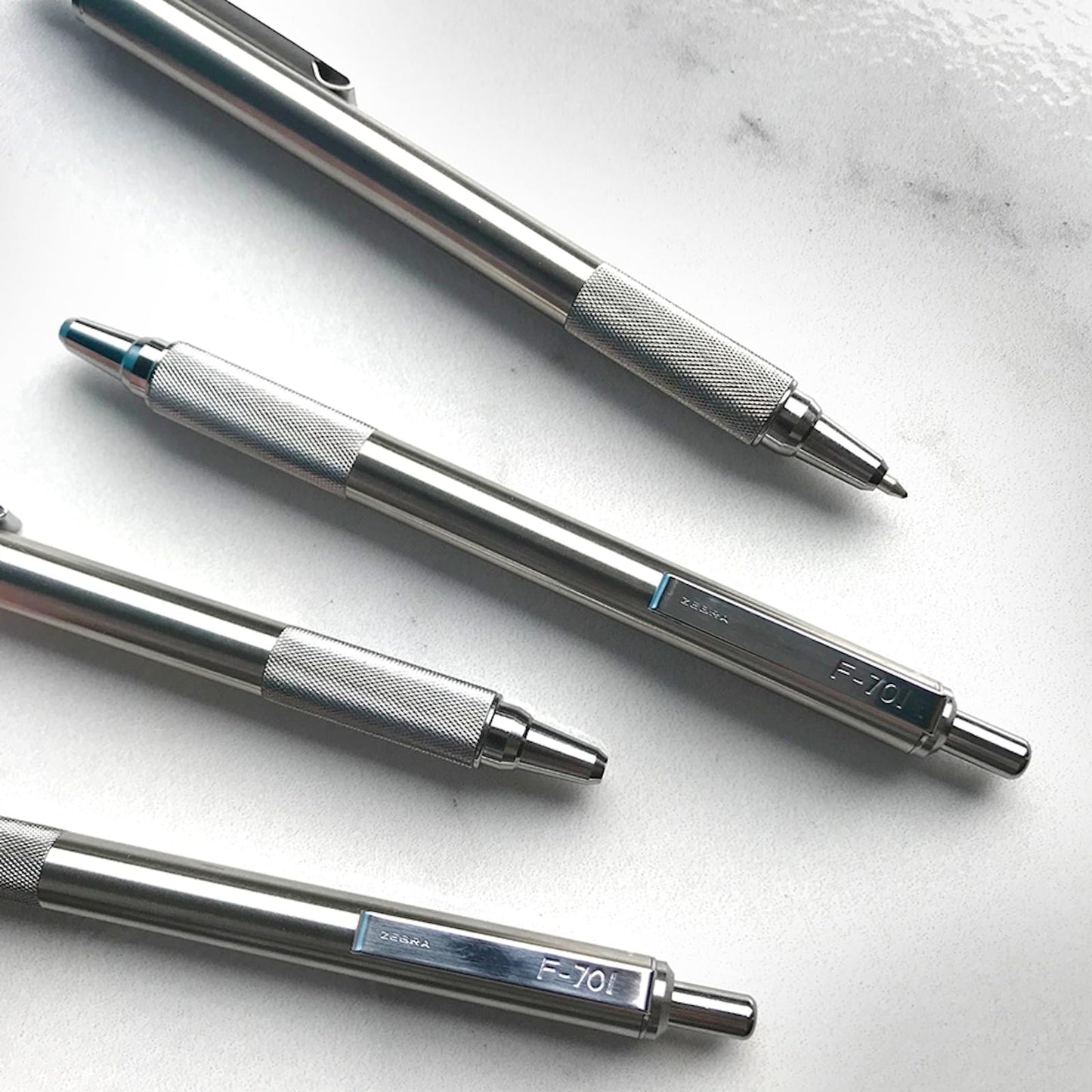 Zebra Pen F-701 Ballpoint Black Ink Fine Point 0.8mm Pen, Heavy Duty, Durable Stainless Steel Barrel, Knurled Grip, Silent Retractable Plunger, Ideal