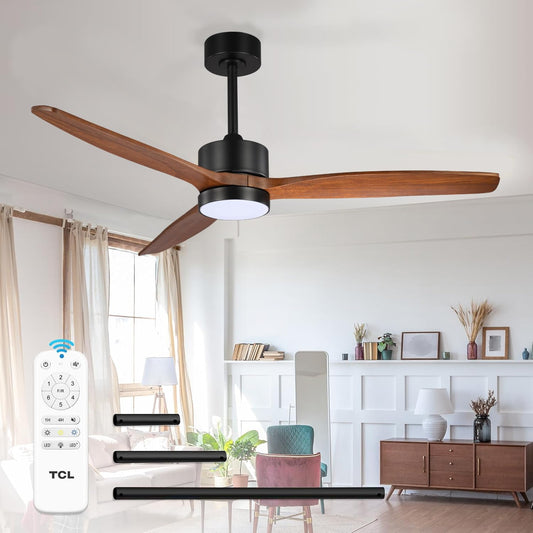 TCL 52" Walnut Droprod Ceiling Fan with Light & Remote