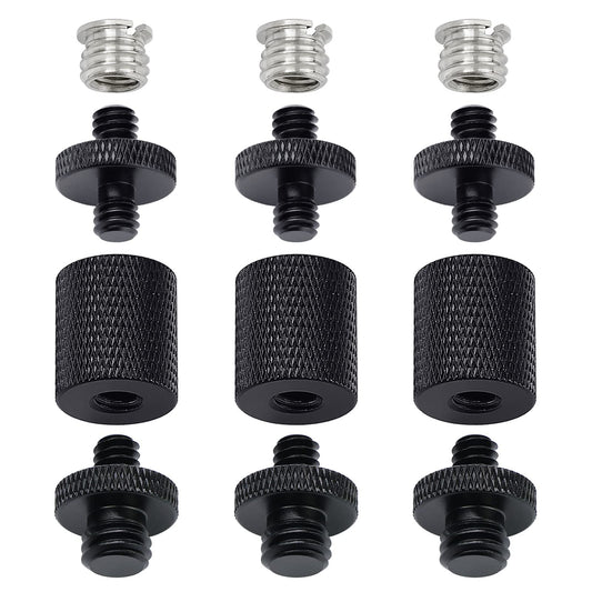 12 Pcs 1/4" & 3/8" Camera Screw Adapter Set - DSLR, GoPro, Flash & Light Stand Mounts