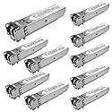 10Pack 1.25G SFP Module 1000Base-SX Multimode LC Transceiver, 850nm MMF, 550m Range - Compatible with Cisco SFP-GE-S, Meraki MA-SFP-1GB-SX, Ubiquiti