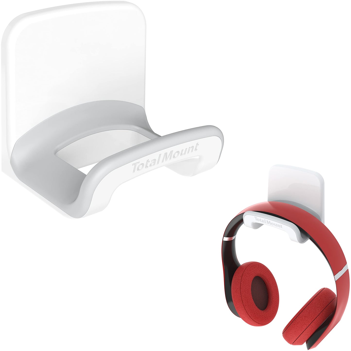 TotalMount Headphone Holder - Hanger Won’t Damage Your Wall with Screws or Permanent Adhesive (Studio-Grade White - One Pack)