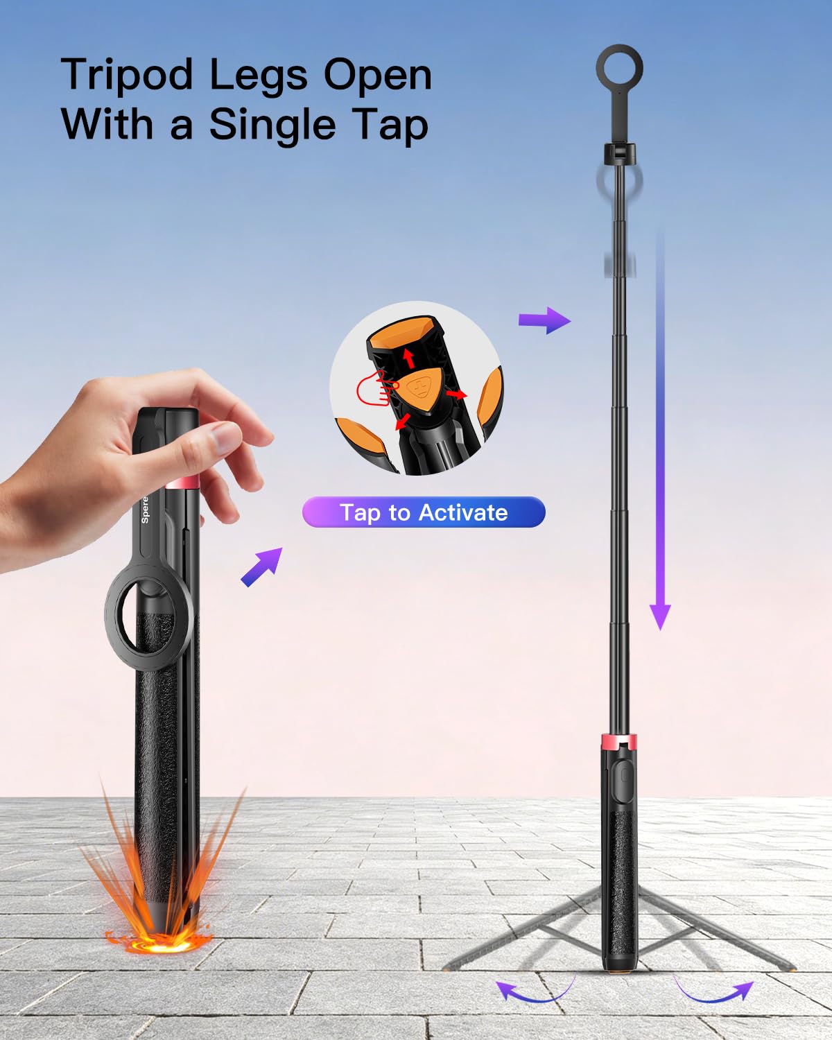 SpereSeren [1s-Open] Magnetic Phone Tripod for iPhone MagSafe - 70'' Selfie Stick Tripod Stand with Remote, Portable Cellphone Stand for Recording