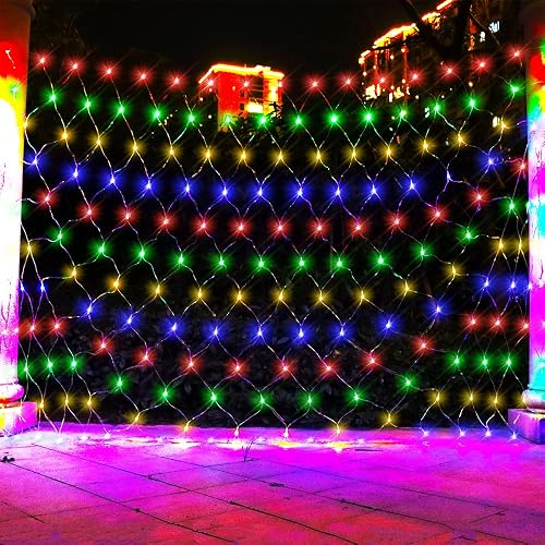 Vicila LED Net Light Christmas Mesh Lights, 240LED Timer Tree Warp Fairy Lights Outdoor Hanging String Light for Christmas, Halloween, Garden