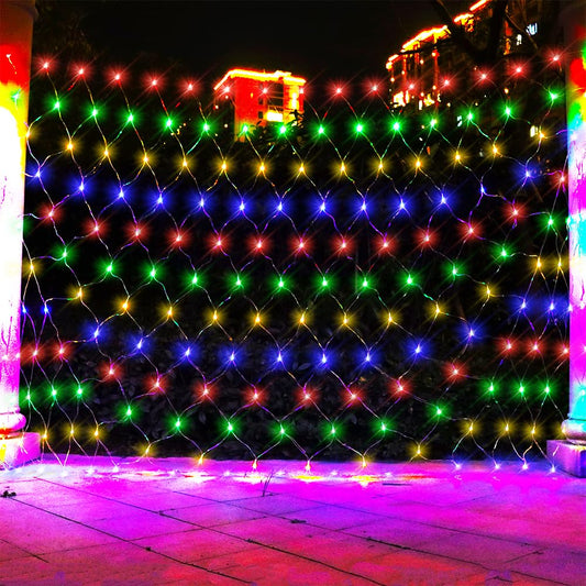 Vicila LED Net Light Christmas Mesh Lights, 240LED Timer Tree Warp Fairy Lights Outdoor Hanging String Light for Christmas, Halloween, Garden