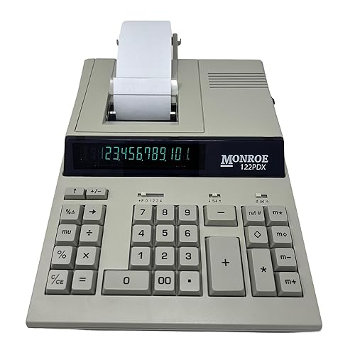 Monroe 122PDX Medium Duty Printing Calculator with Extra Large Plus and Minus Keys