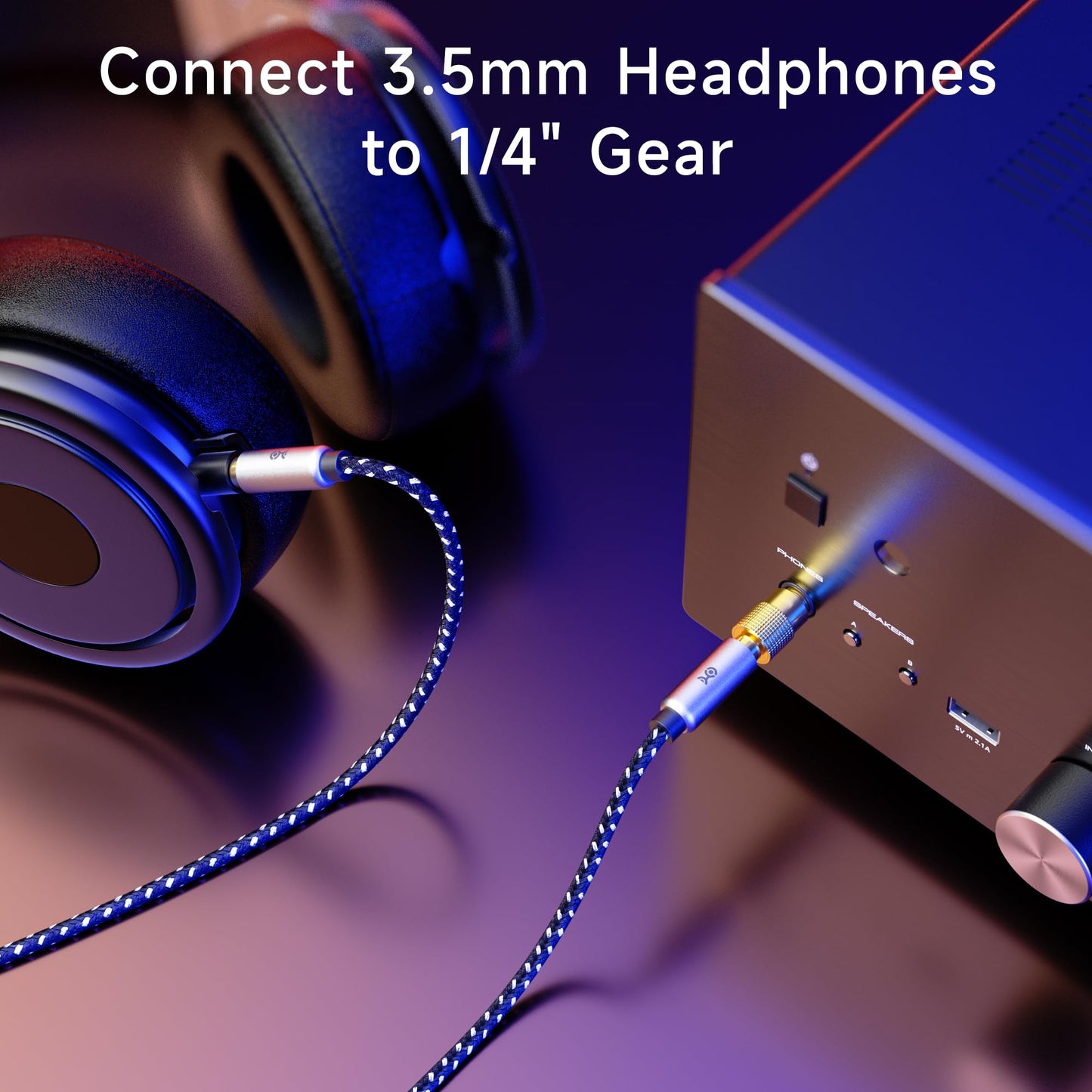 Cable Matters 5-Pack 1/4 to 1/8 Headphone Adapter, 6.35mm to 3.5mm Adapter Male to Female, Gold Plated Stereo Headphone 3.5mm to 1/4 Converter