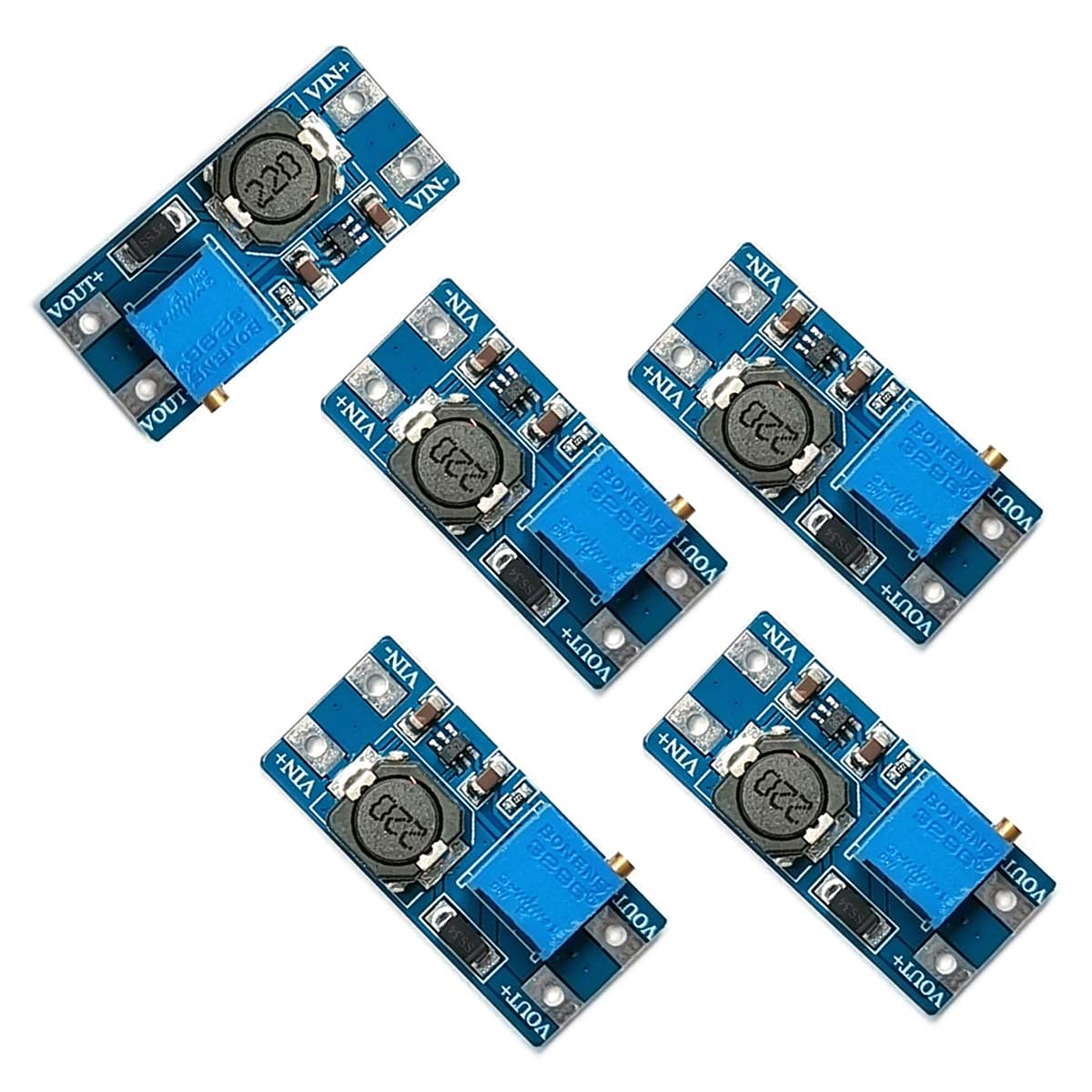 Kiro&Seeu 5pcs MT3608 DC-DC Boost Power Converter 2A Adjustable Step Up Voltage Regulator Board Input Voltage 2-24V to 5V-28V Output Voltage Power…