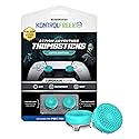 KontrolFreek Lotus for PlayStation 5 (PS5) and PlayStation 4 (PS4) | Performance Thumbsticks | 2 Mid-Rise Concave | Teal/Clear