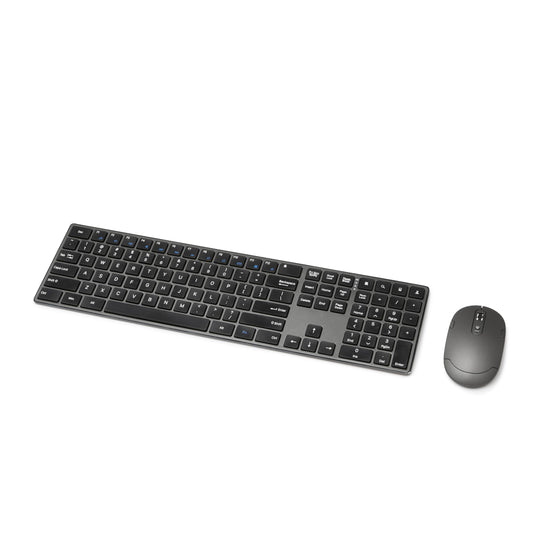 Amazon Basics Ultra Premium Wireless Keyboard and Mouse Combo, Rechargeable, Full-Size with Number Pad, Sleek Design, Plug and Play, Quiet Typing