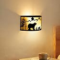 SAYTOP Rustic Bear Wall Sconces Farmhouse Industrial Wall Lamp, Indoor Wall Mount Lighting Matte Black Porch Light 2-Light Wall Lantern or Bedroom
