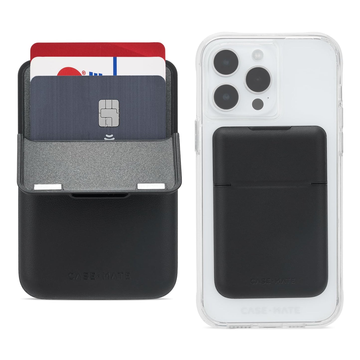 Case-Mate Magnetic Wallet for iPhone [Card Holder] Vegan Leather MagSafe Case [Holds up to 3 Cards] Slim Detachable Flip Closure Magnetic Phone Wallet