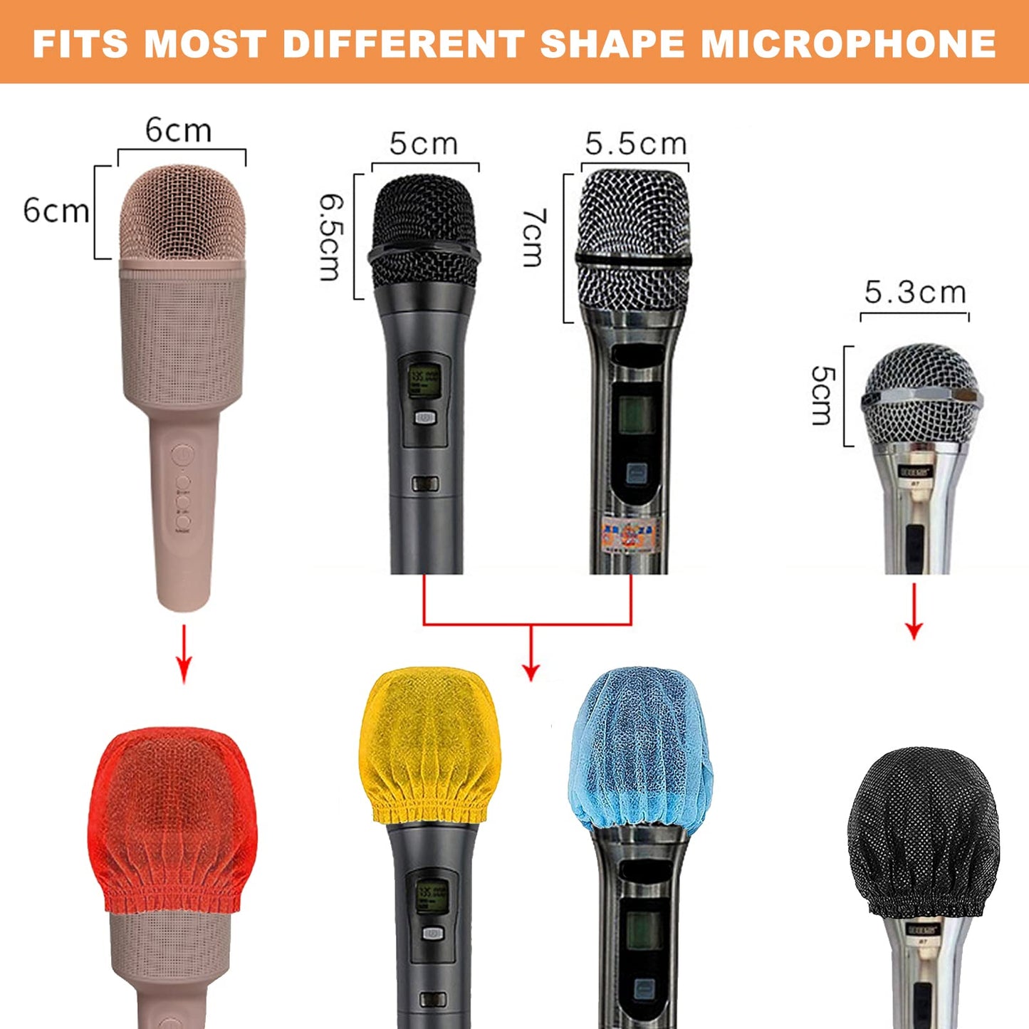 250 pcs Disposable Microphone Cover, Non - Woven Handheld Microphone Windscreen Protective Cap Mic Hygiene Covers with Elastic Band for Recording