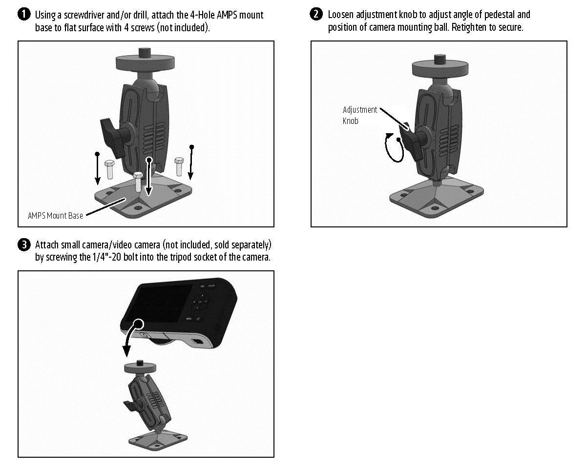 ARKON Heavy Duty 4 Hole AMPS Camera Wall Mount for Cameras and Video Cameras Black (RMSAMPS1420)