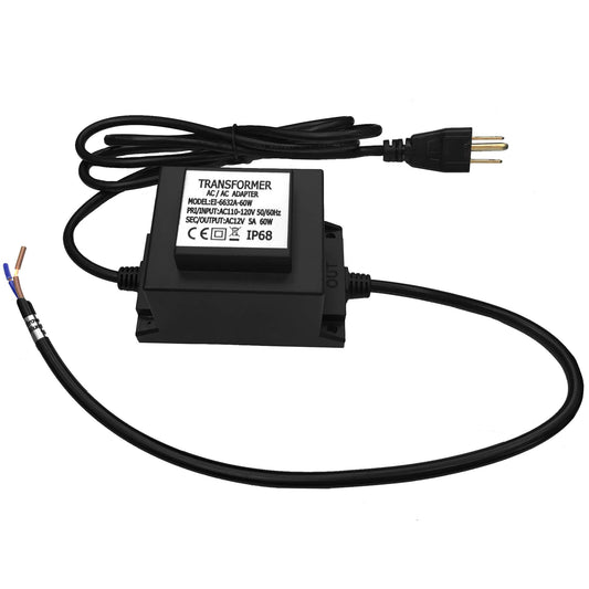 CNBRIGHTER Waterproof 12V AC Transformer 5A 60W,110V-120V to 12V AC LED Power Supply, Voltage Converter LED Driver,Adapter for Outdoor Landscape