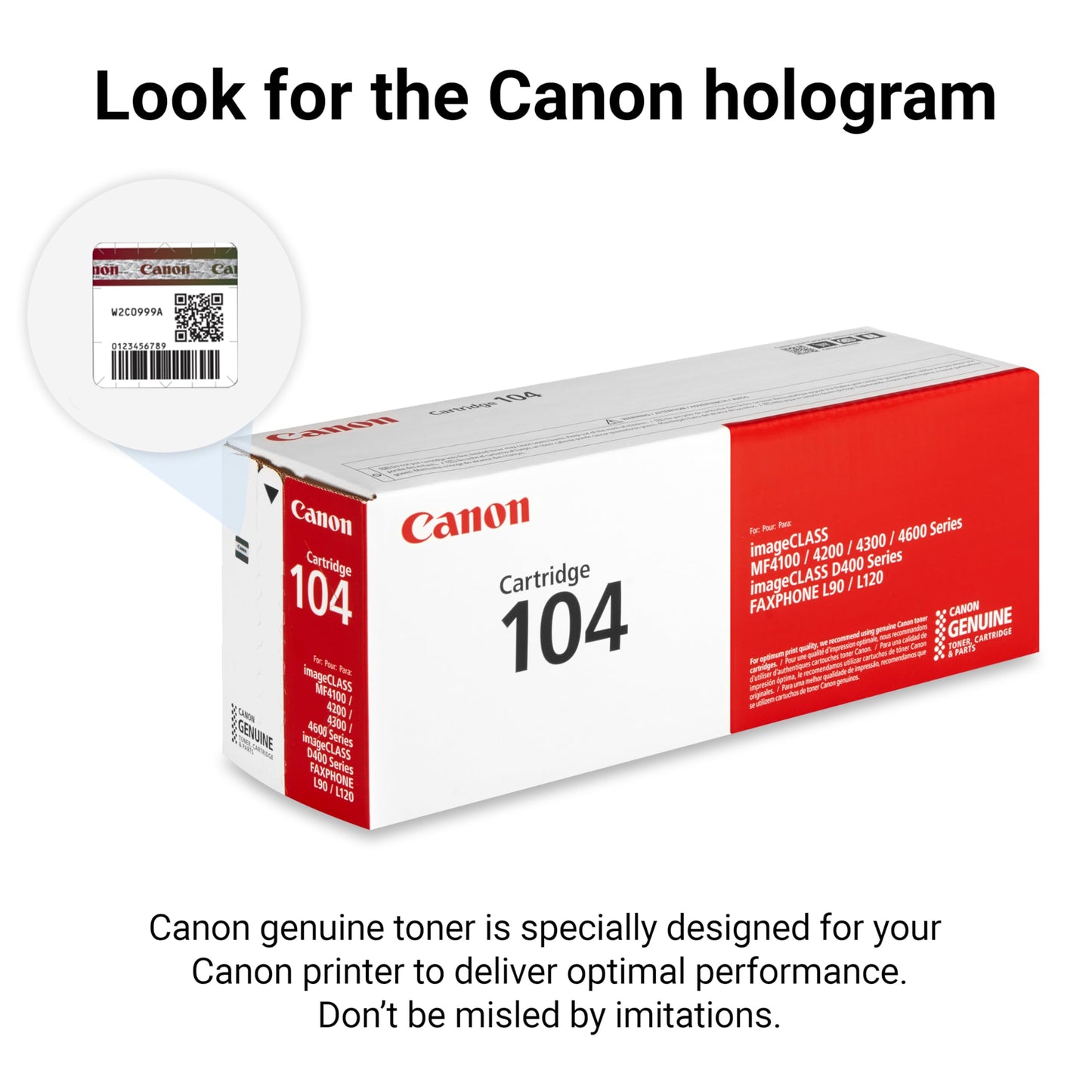 Canon Genuine 104 Black Toner Cartridge Compatible with L120, D420, MF4150d, MF4350d, MF4690, L90, D480, MF4270dn, MF4370dn