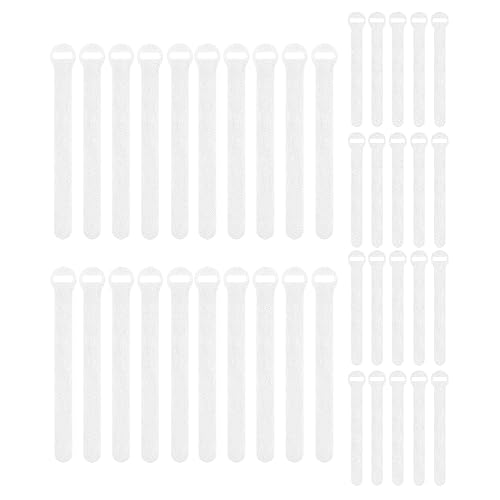 Self-Gripping Cable Ties by Wrap-It Storage, White, 40 Pack (5 Inch and 8 Inch Straps) - Reusable Hook and Loop Cord Organizer Cable Ties for Cord