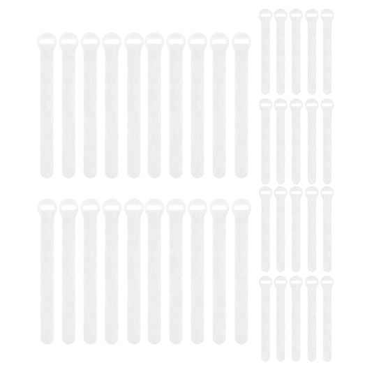 Self-Gripping Cable Ties by Wrap-It Storage, White, 40 Pack (5 Inch and 8 Inch Straps) - Reusable Hook and Loop Cord Organizer Cable Ties for Cord