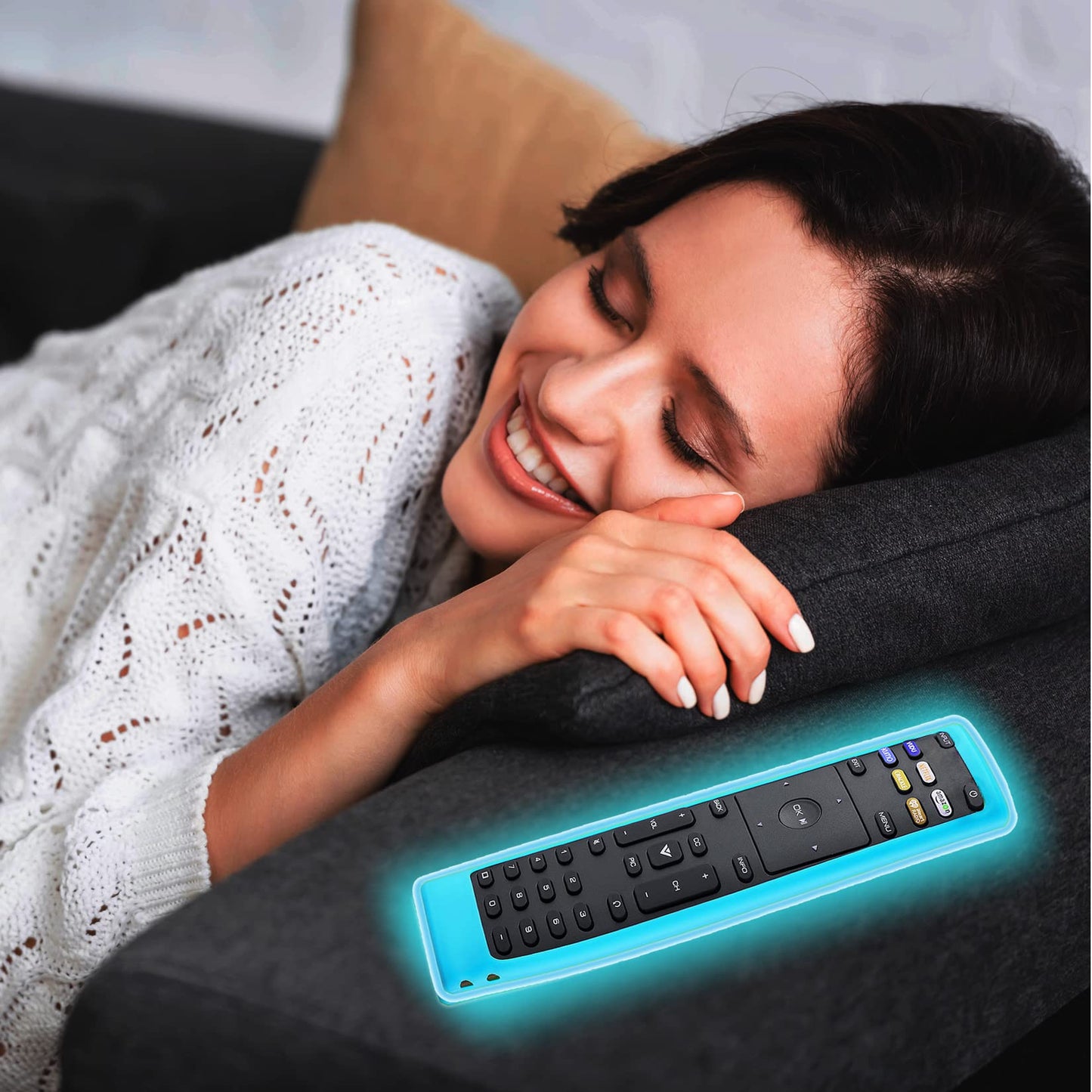 Remote Case Compatible with Vizio Smart TV Remote Control, XRT136 LCD LED Controller Cover Lightweight Anti-Slip Shockproof Silicone Skin Sleeve Glow
