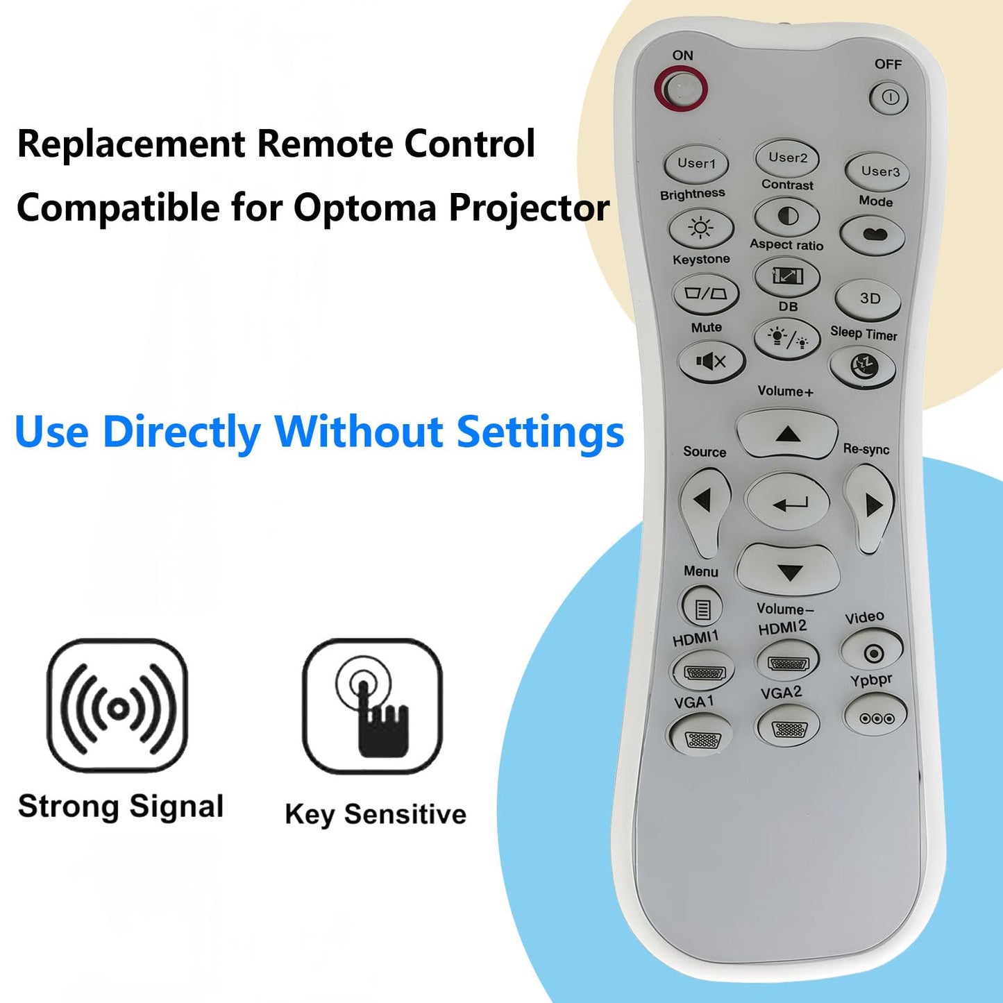 BR-3003B Remote Control for Optoma Projector GT1080Darbee, GT1080, HD141X, HD142X, HD143X, HD144X, HD26BR, HD27, HD27HDR, HD28DSE, HD29Darbee