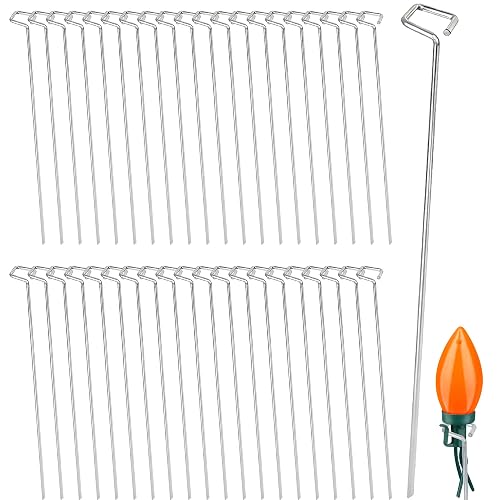 Bylion 50 Pack Metal Christmas Light Stakes - Outdoor Light Stakes - 9.8 Inch Christmas Yard Stakes for C7 C9 Universal Yard Lawn Stakes for Holiday