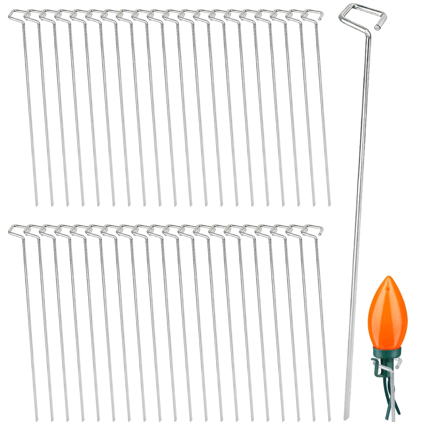Bylion 50 Pack Metal Christmas Light Stakes - Outdoor Light Stakes - 9.8 Inch Christmas Yard Stakes for C7 C9 Universal Yard Lawn Stakes for Holiday