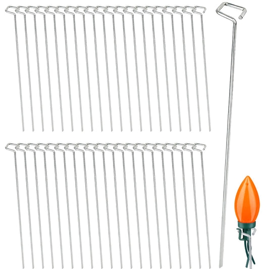 Bylion 50 Pack Metal Christmas Light Stakes - Outdoor Light Stakes - 9.8 Inch Christmas Yard Stakes for C7 C9 Universal Yard Lawn Stakes for Holiday